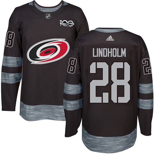 Adidas Hurricanes #28 Elias Lindholm Black 1917-100th Anniversary Stitched NHL Jersey - Click Image to Close